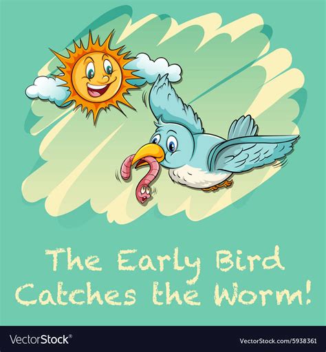 Early bird catches the worm Royalty Free Vector Image