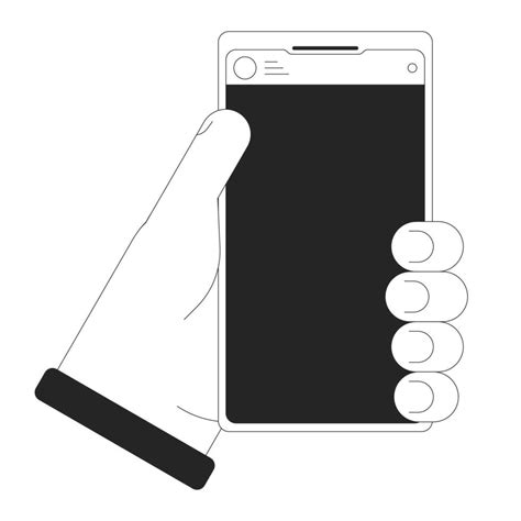 Holding smartphone cartoon human hand outline illustration. Using ...