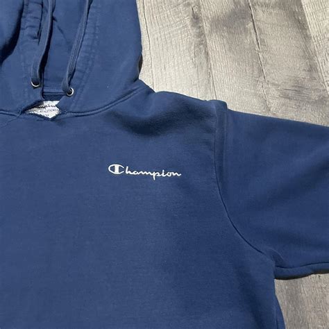 Champion Blue Hoodie Nice Color Embroidered Depop