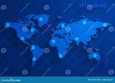 Fondo De La Conexi N De Red Global Mapa Del Mundo Azul Vector