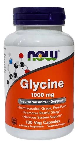 Glicina Now Foods Importada 1000mg Glycine 100 Cápsulas Frete grátis