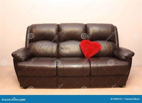 Leather Couch With Heart Stock Image Image 5098161