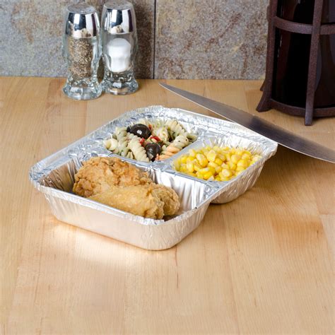 8 12 X 6 38 Three Compartment Foil Tray With Board Lid 25pack