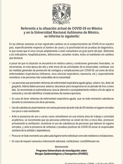 Unam Alerta Y Pide A Todo M Xico Volver A Usar El Cubrebocas Por