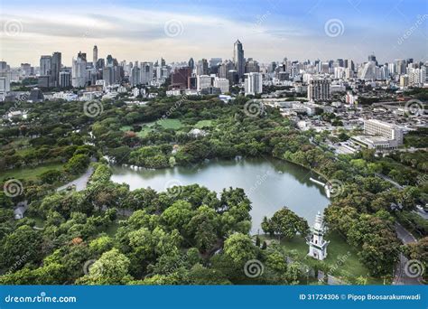 Modern City In A Green Environment Suan Lum Bangkok Thailand Stock