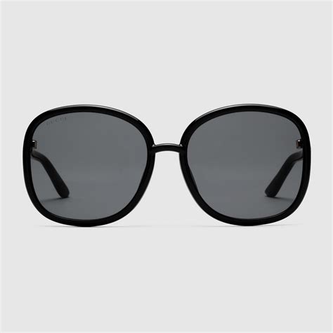 Low Nose Bridge Fit Round Frame Sunglasses In Black And Grey Gucci® 香港