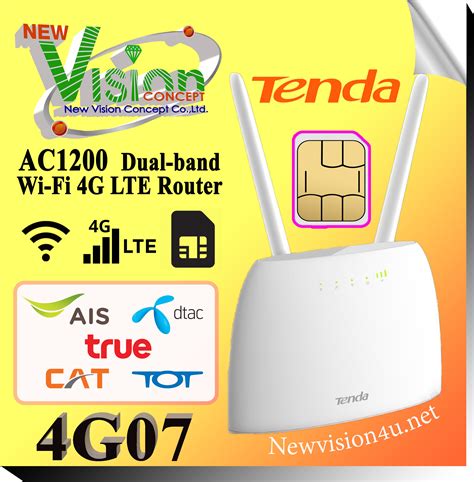 NEW Tenda 4G07 เราเตอรใสซม AC1200 Wireless Dual Band 4G CAT4