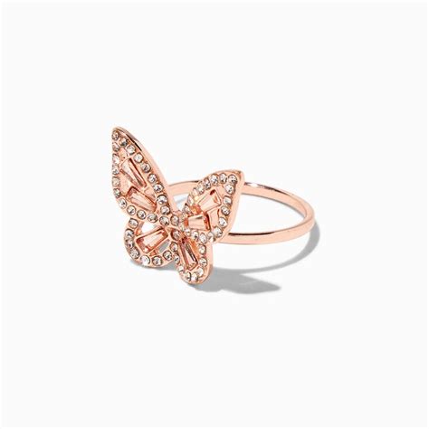 Rose Gold Embellished Butterfly Ring | Icing US