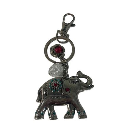 Unbranded Accessories Bejewelled Silvertone Lucky Elephant Keychain