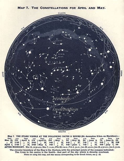 Antique Star Map The Constellations For April And May Vintage Etsy Constellations Vintage