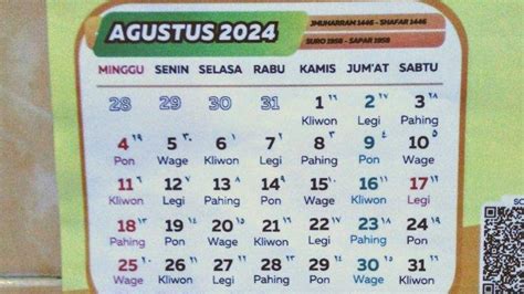 Kalender Agustus 2024 Lengkap Dengan Tanggal 1 Agustus 2024