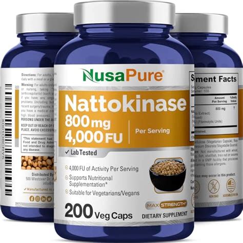 NusaPure Nattokinase 4000 FU 200 Veggie Capsules Non GMO Gluten