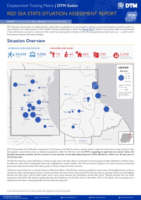 DTM Sudan Situation Assessment Report Red Sea State Displacement