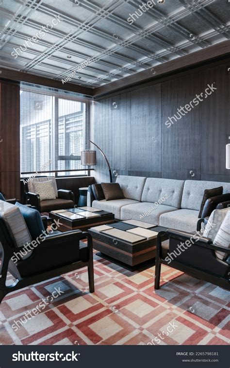 Part Hotel Lobby Interior Oriental Chinese Stock Photo 2265798181