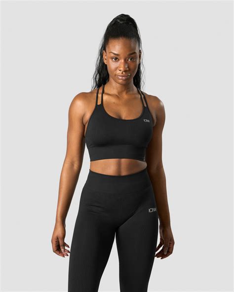 Ribbed Define Seamless Sports Bra Black ICIW