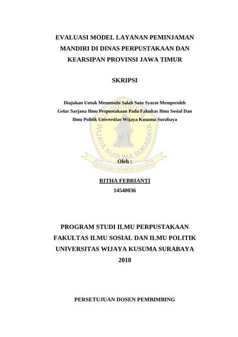 PDF EVALUASI MODEL LAYANAN PEMINJAMAN MANDIRI DI Erepository Uwks Ac