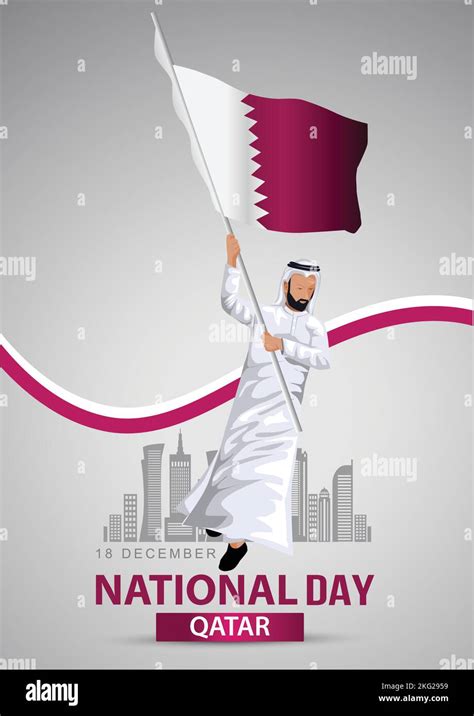 Happy National Day Qatar Vector Template Design Illustration Arab Man