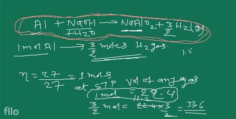 Solved H Evolved At Stp On Complete Reaction Of G Of Aluminium Wit