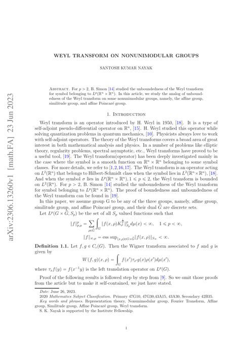 PDF Weyl Transform On Nonunimodular Groups