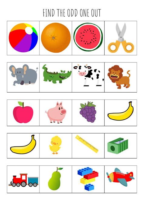 Odd One Out Interactive Worksheet For Kinder Live Worksheets Worksheets Library