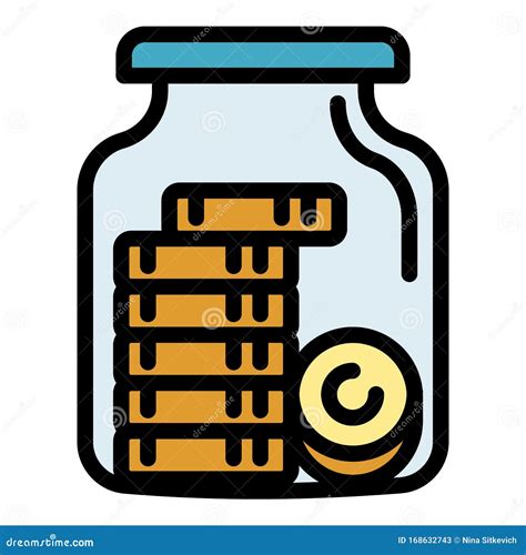 Monedas De Dinero En Un Icono De Frasco Estilo De Esquema Ilustraci N