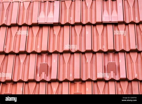 Pattern Detail Of Orange Ceramic Roof Tiles Stock Photo Alamy