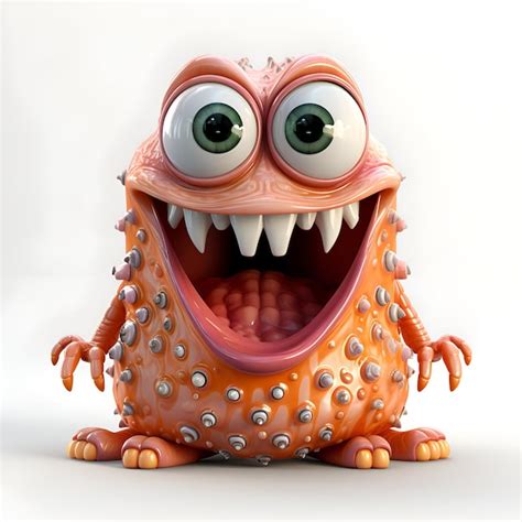 Premium Photo Funny Cartoon Monster With Big Eyes 3d Render Illustration