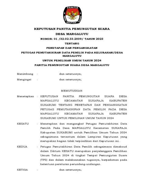 Sk Keputusan Pantarlih 23 Pdf