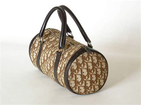 Petite Christian Dior Logo Fabric and Leather Cylinder Duffel Bag ...