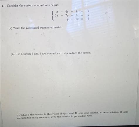 17 Consider The System Of Equations Below