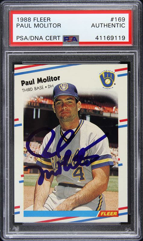 Lot Detail Paul Molitor Milwaukee Brewers Autographed Fleer