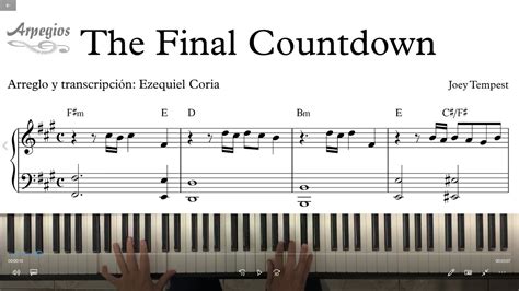 The Final Countdown Europe Piano Tutorial Partitura Acordes