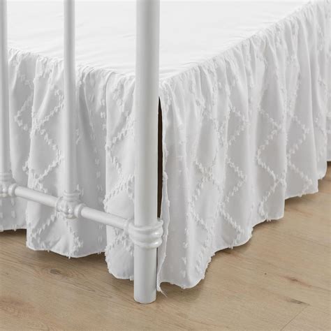 Amazon.com: Bed Skirt Queen Size，Ruffled White Bed Skirt with Split ...