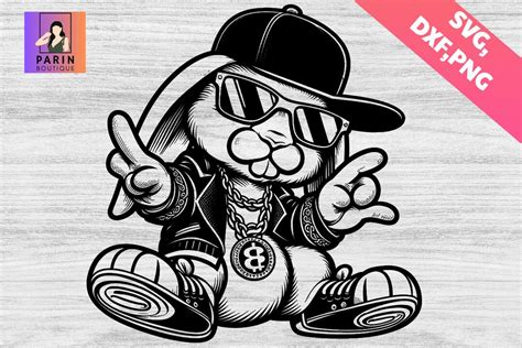 Cute Easter Bunny Hip Hop V Svg Cool Hip Hop Rabbit Svg Hip Hop