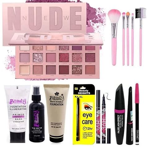 Makeup Kit Combo Multicolor Shades Nude Eyeshdow Pink Makeup Brushes In Combo H