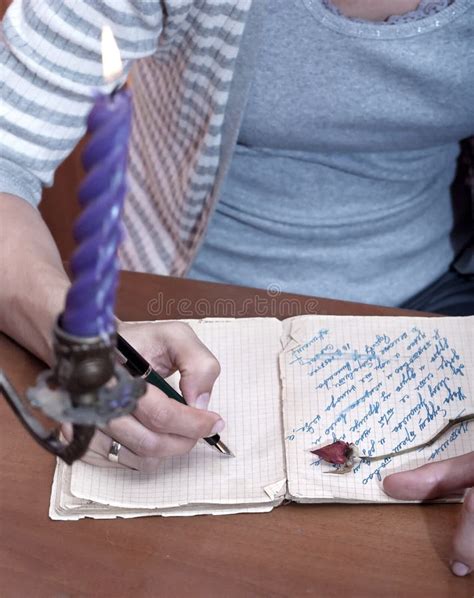 Hand Writing A Letter Stock Photo Image Of Aged College