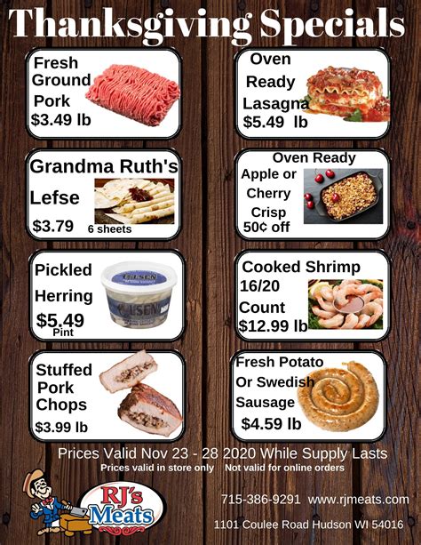 In Store Specials - RJ's Meats