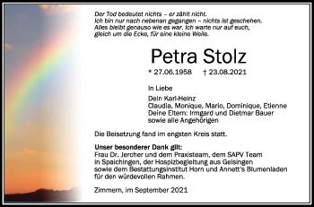 Traueranzeigen Von Petra Stolz Schwaebische De Trauerportal