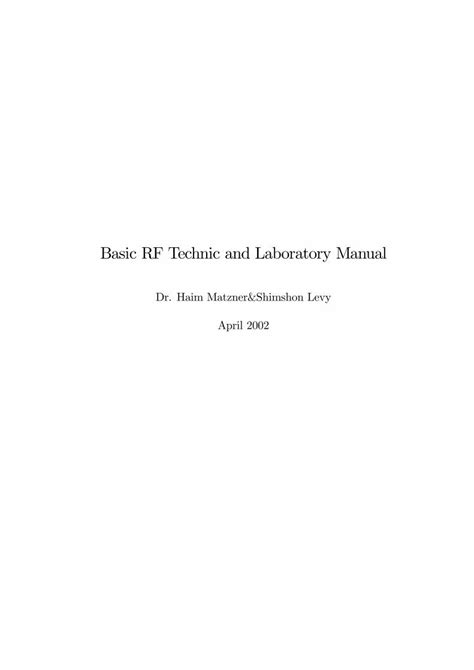 PDF Basic RF Technic And Laboratory Manual PDF FileBasic RF