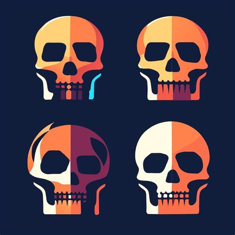 Ilustraci N Vectorial Conjunto De Cuatro Calaveras Nicas Vector Premium