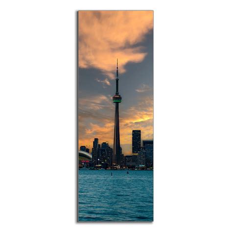 Ebern Designs Green Cn Tower Toronto Skyline Canvas Wall Decor Hand