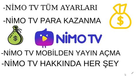 NİMO TV CANLI YAYIN NASIL YAPILIR NİMO TV PARA KAZANMA NİMO TV