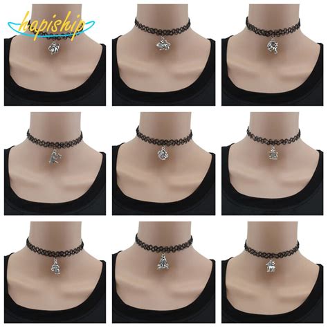 Vintage Silver Stretch Tattoo Choker Necklace Gothic Punk Grunge Henna