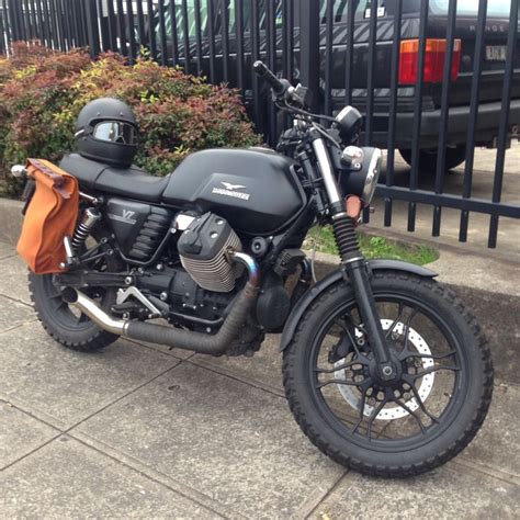 Moto Guzzi V7 Stone With Farmer S Racer Saddled Bag Custom Bmw Custom