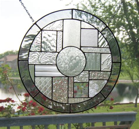 Clear Stained Glass Panel Window Round Smoke Circle Stained