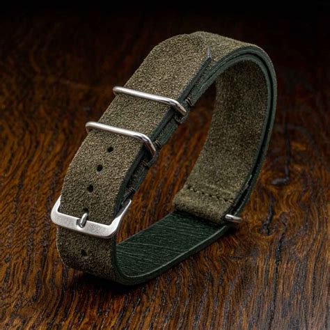 G L C Straps Cinturino Nato Premium Scamosciato Verde Militare