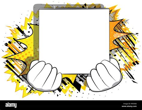 Vector Cartoon Hand Holding A Big White Box Illustrated Hand On Comic