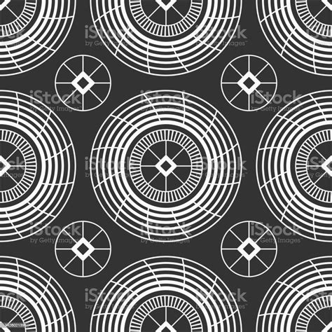 Abstract Seamless Vector Pattern With Round Geometric Shapes Round Symbols Tribal Pattern Stock