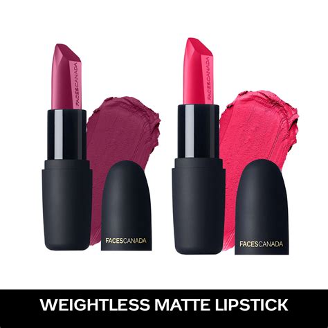 FACES CANADA Festive Glam Weightless Matte Lipstick Pack Of 2 Hot Plum Fuschia Wave 4