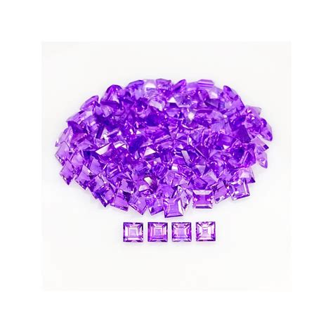 African Amethyst Mm Step Cut Square Aa Grade Gemstones Parcel